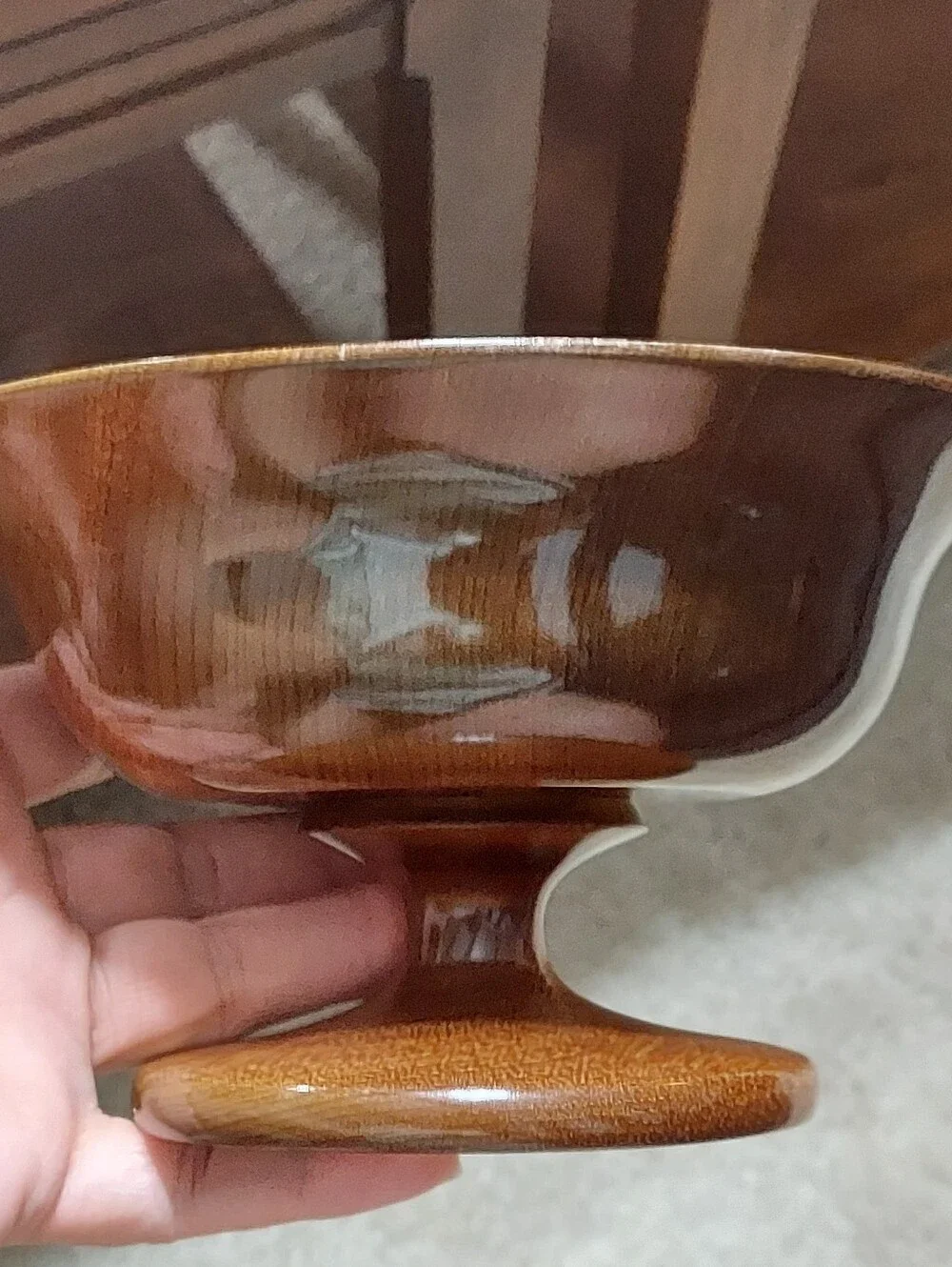 Myrtlewood Pedestal Bowl - Warm Brown Finish